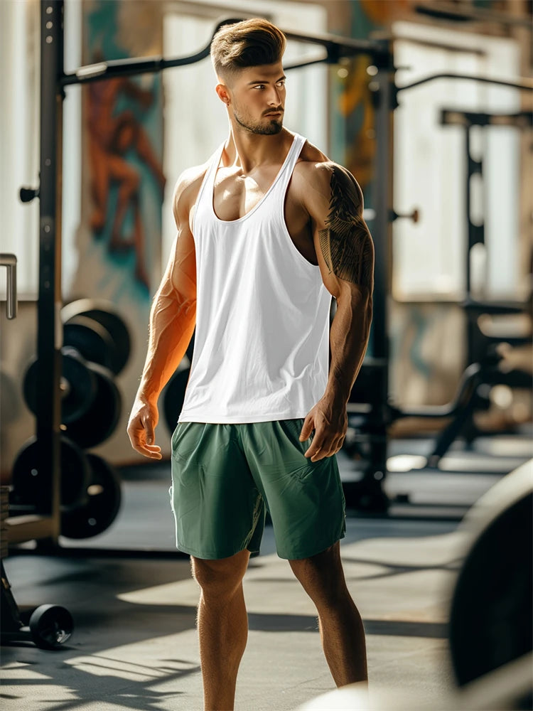 Camiseta de tirantes para hombre, nueva colección de verano: secado rápido, transpirable, cómoda y casual; ideal para fitness y running, con estampado.