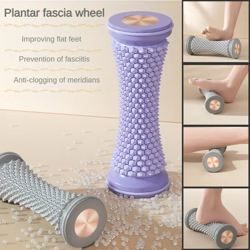 Rodillo masajeador de pies para yoga y fascitis plantar, bola de masaje muscular, herramienta manual de plástico para relajación y cuidado.