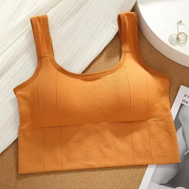 Top deportivo transpirable y antitranspirante para mujer: sujetador de yoga sin costuras, resistente a impactos, estilo crop top con efecto push-up para gimnasio y entrenamiento.