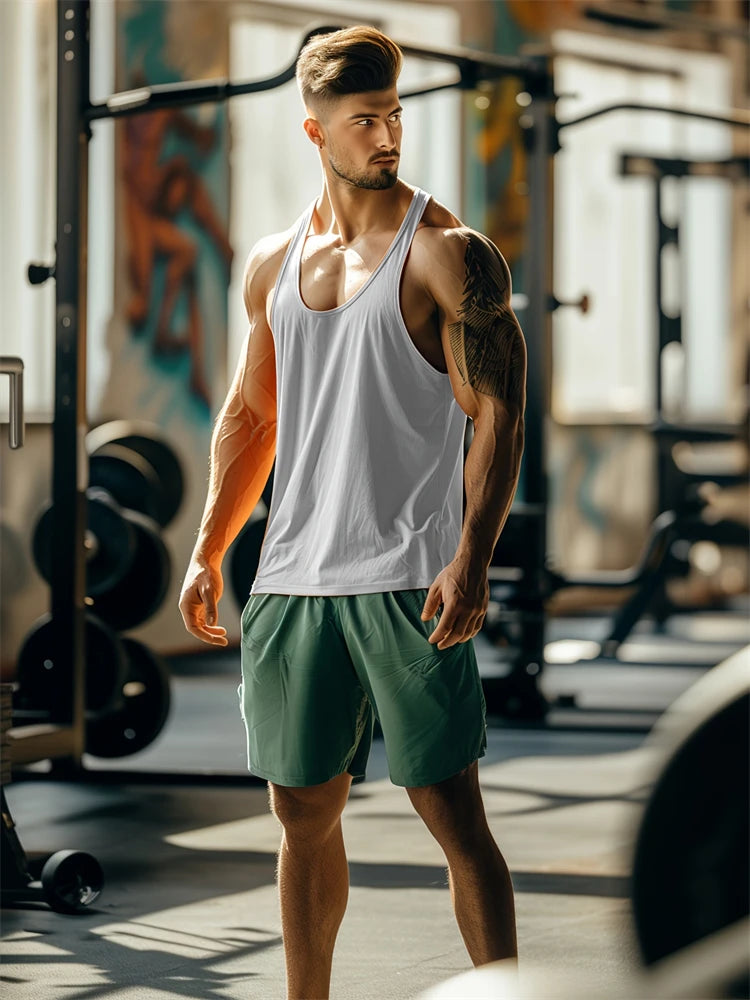 Camiseta de tirantes para hombre, nueva colección de verano: secado rápido, transpirable, cómoda y casual; ideal para fitness y running, con estampado.