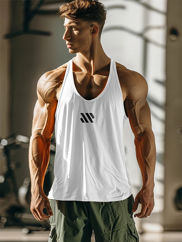 Camiseta de tirantes para hombre, nueva colección de verano: secado rápido, transpirable, cómoda y casual; ideal para fitness y running, con estampado.
