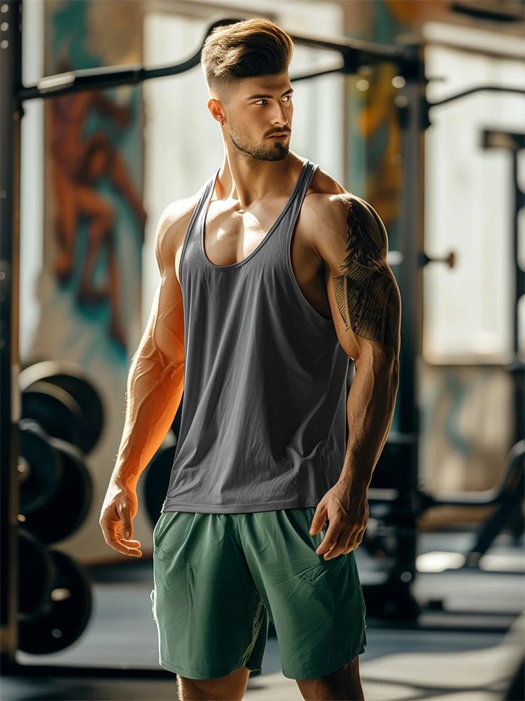 Camiseta de tirantes para hombre, nueva colección de verano: secado rápido, transpirable, cómoda y casual; ideal para fitness y running, con estampado.