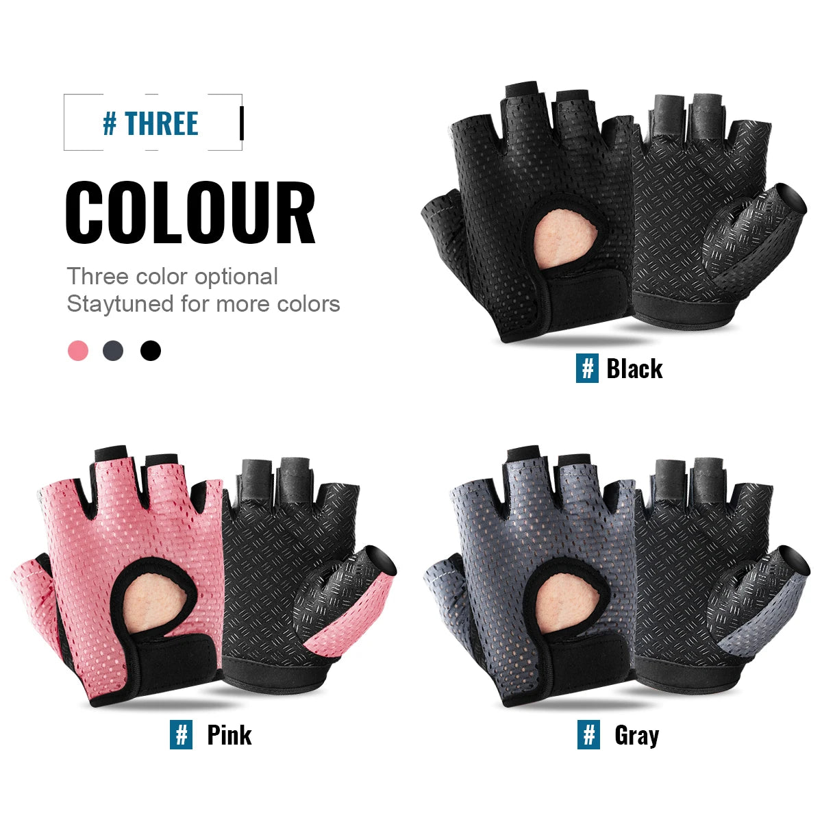 Guantes de gimnasio para mujeres, guantes transpirables de medio dedo antideslizantes para ciclismo en bicicleta, levantamiento de pesas y yoga