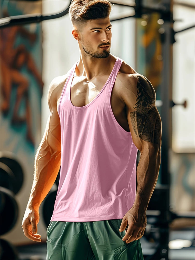 Camiseta de tirantes para hombre, nueva colección de verano: secado rápido, transpirable, cómoda y casual; ideal para fitness y running, con estampado.