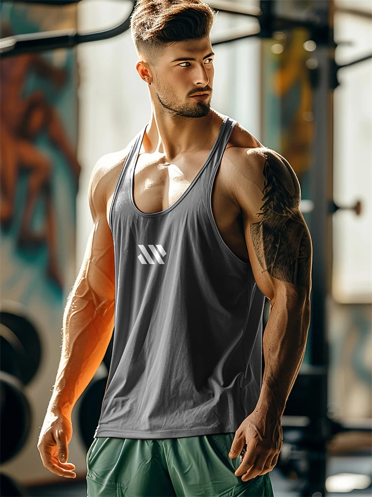 Camiseta de tirantes para hombre, nueva colección de verano: secado rápido, transpirable, cómoda y casual; ideal para fitness y running, con estampado.