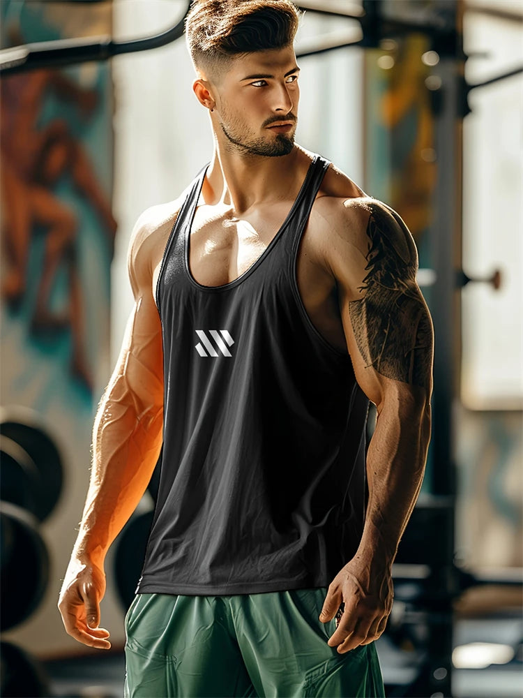 Camiseta de tirantes para hombre, nueva colección de verano: secado rápido, transpirable, cómoda y casual; ideal para fitness y running, con estampado.