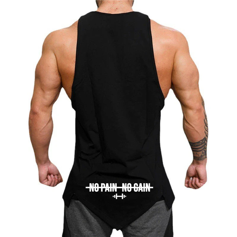 Camiseta de tirantes musculosa para hombre (verano): sin mangas, bajo irregular, estilo fitness y gimnasio, algodón, ropa casual.