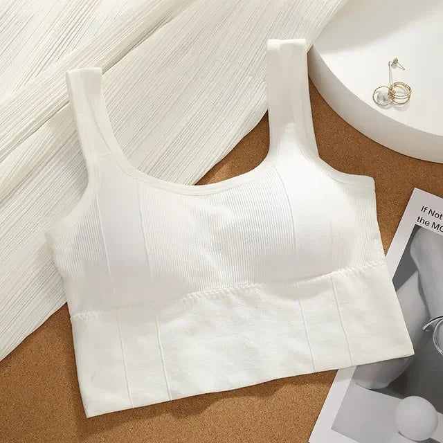 Top deportivo transpirable y antitranspirante para mujer: sujetador de yoga sin costuras, resistente a impactos, estilo crop top con efecto push-up para gimnasio y entrenamiento.