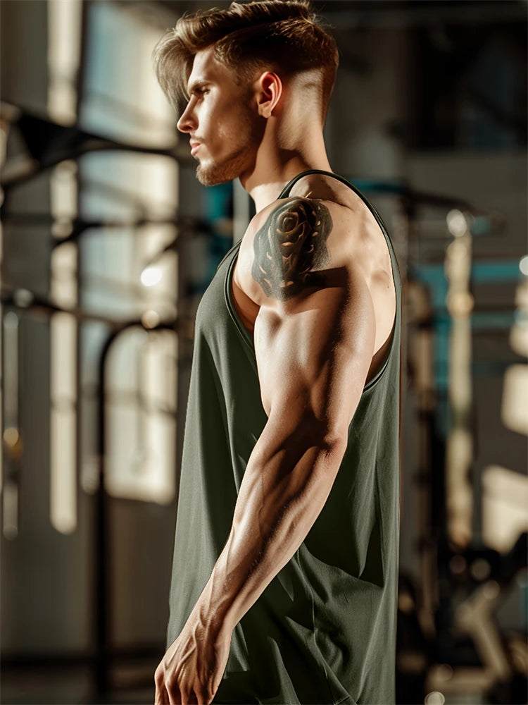 Camiseta de tirantes para hombre, nueva colección de verano: secado rápido, transpirable, cómoda y casual; ideal para fitness y running, con estampado.