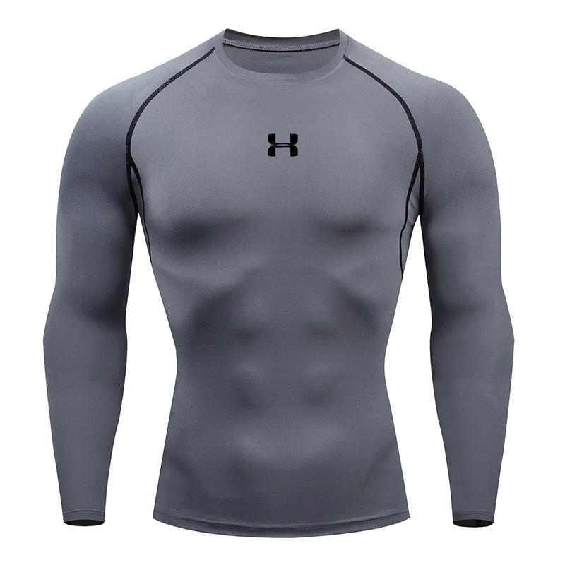 Camiseta de manga larga ajustada para hombre 2026, top deportivo de secado rápido que se ajusta a los músculos, para entrenamiento de ejercicio, fitness, correr, ajuste