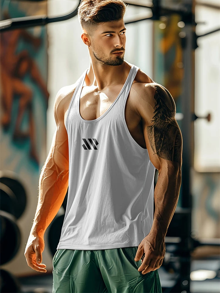 Camiseta de tirantes para hombre, nueva colección de verano: secado rápido, transpirable, cómoda y casual; ideal para fitness y running, con estampado.