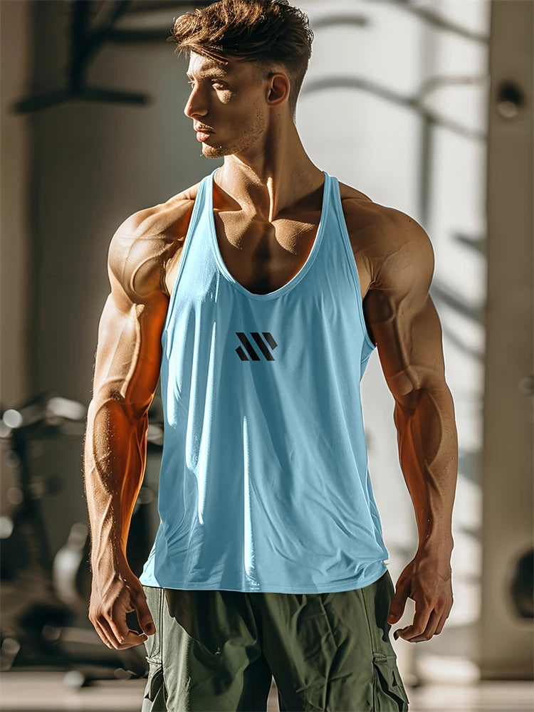 Camiseta de tirantes para hombre, nueva colección de verano: secado rápido, transpirable, cómoda y casual; ideal para fitness y running, con estampado.