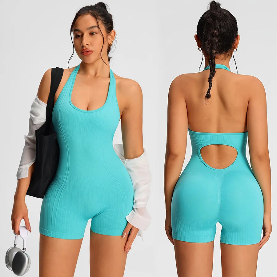 Enterizo deportivo de verano para mujer: ideal para gimnasio, yoga y fitness (estilo short/body)