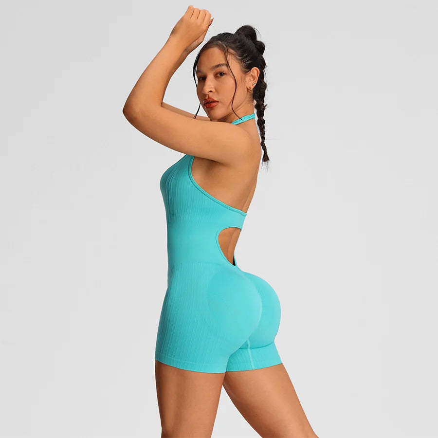 Enterizo deportivo de verano para mujer: ideal para gimnasio, yoga y fitness (estilo short/body)