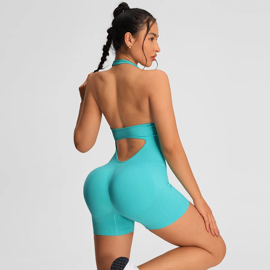 Enterizo deportivo de verano para mujer: ideal para gimnasio, yoga y fitness (estilo short/body)