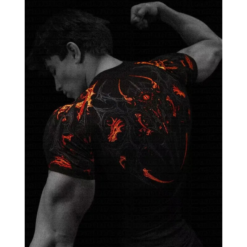 Camiseta de compresión para hombre y niño, de secado rápido y manga corta, ideal para entrenamiento, culturismo, fitness y running.