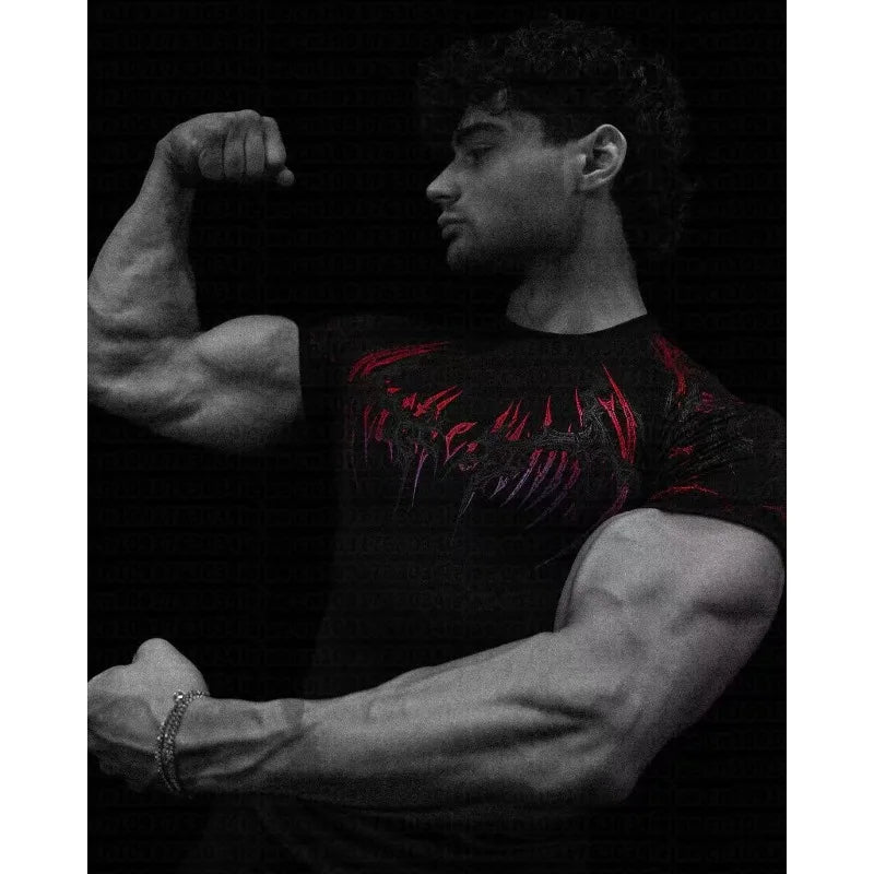 Camiseta de compresión para hombre y niño, de secado rápido y manga corta, ideal para entrenamiento, culturismo, fitness y running.