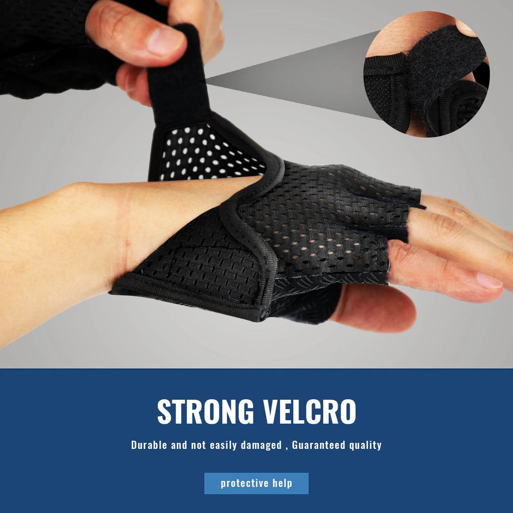 Guantes de gimnasio para mujeres, guantes transpirables de medio dedo antideslizantes para ciclismo en bicicleta, levantamiento de pesas y yoga