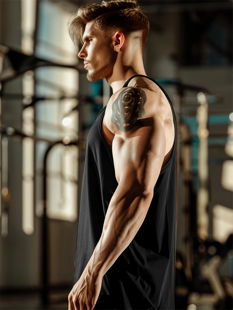Camiseta de tirantes para hombre, nueva colección de verano: secado rápido, transpirable, cómoda y casual; ideal para fitness y running, con estampado.