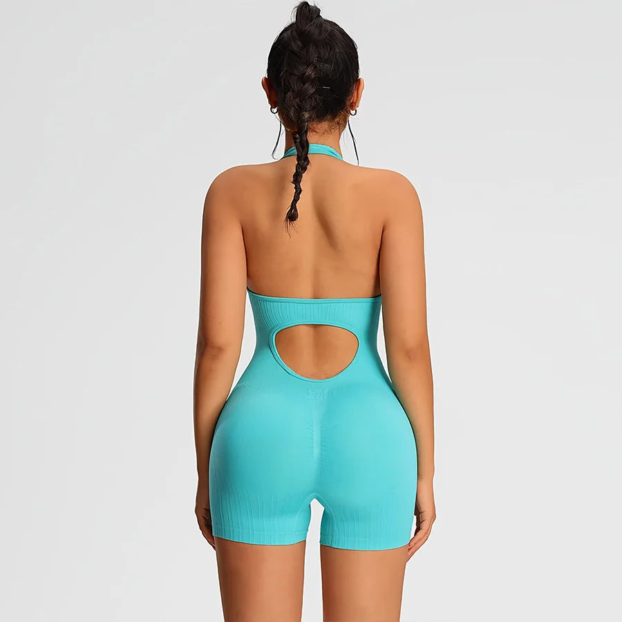 Enterizo deportivo de verano para mujer: ideal para gimnasio, yoga y fitness (estilo short/body)