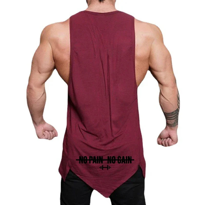 Camiseta de tirantes musculosa para hombre (verano): sin mangas, bajo irregular, estilo fitness y gimnasio, algodón, ropa casual.