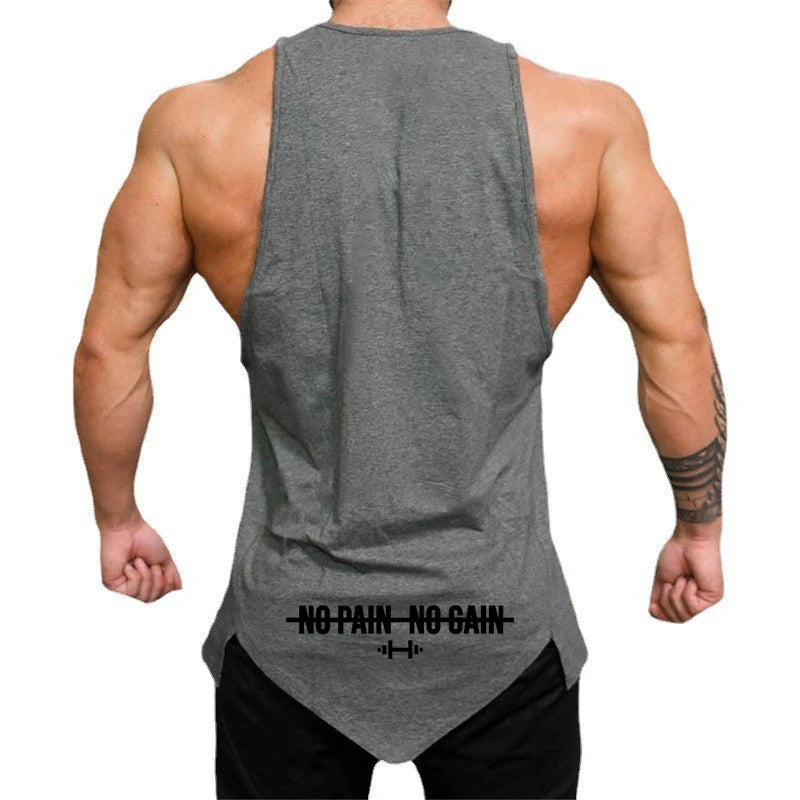 Camiseta de tirantes musculosa para hombre (verano): sin mangas, bajo irregular, estilo fitness y gimnasio, algodón, ropa casual.