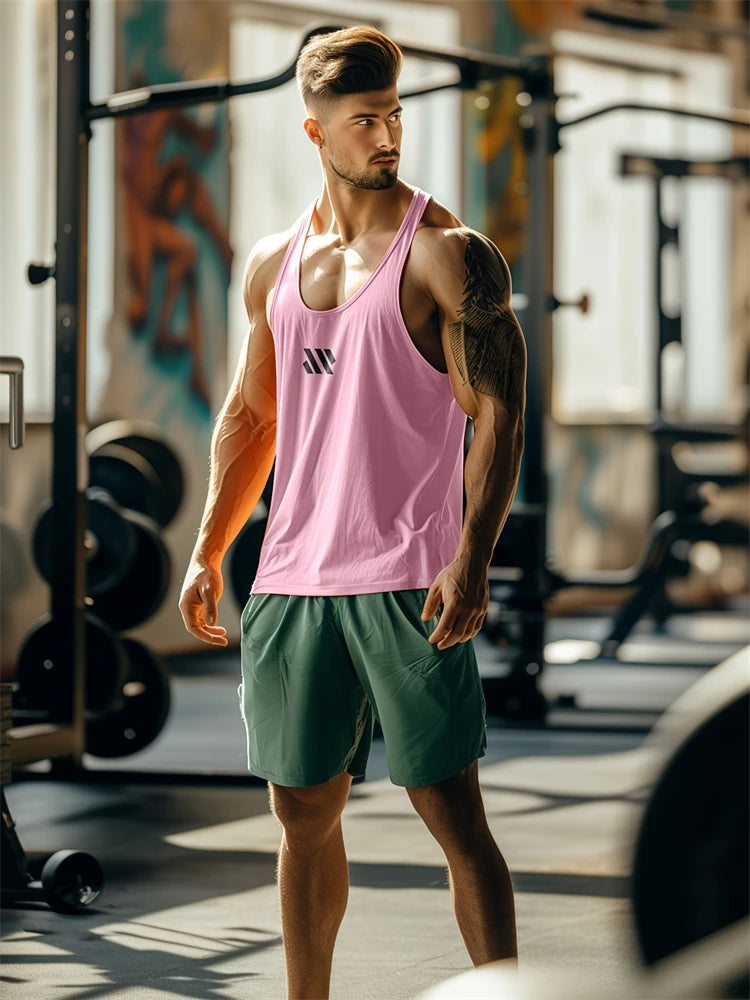 Camiseta de tirantes para hombre, nueva colección de verano: secado rápido, transpirable, cómoda y casual; ideal para fitness y running, con estampado.