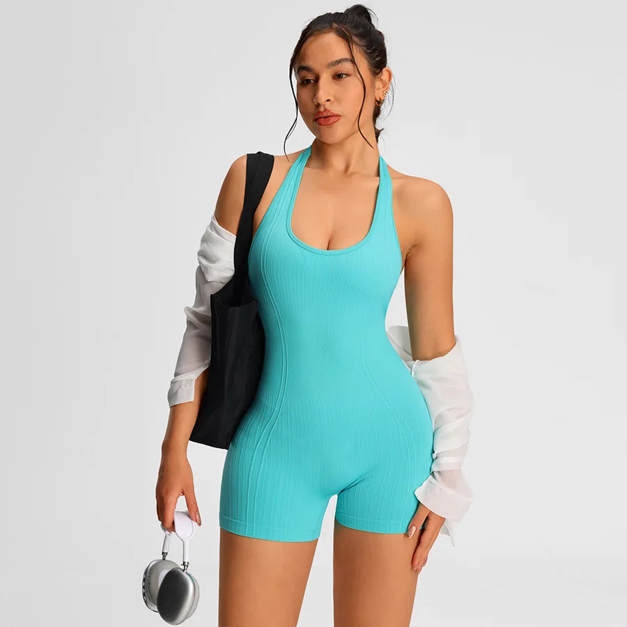 Enterizo deportivo de verano para mujer: ideal para gimnasio, yoga y fitness (estilo short/body)