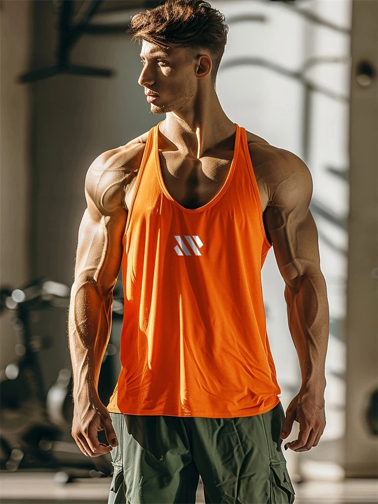 Camiseta de tirantes para hombre, nueva colección de verano: secado rápido, transpirable, cómoda y casual; ideal para fitness y running, con estampado.